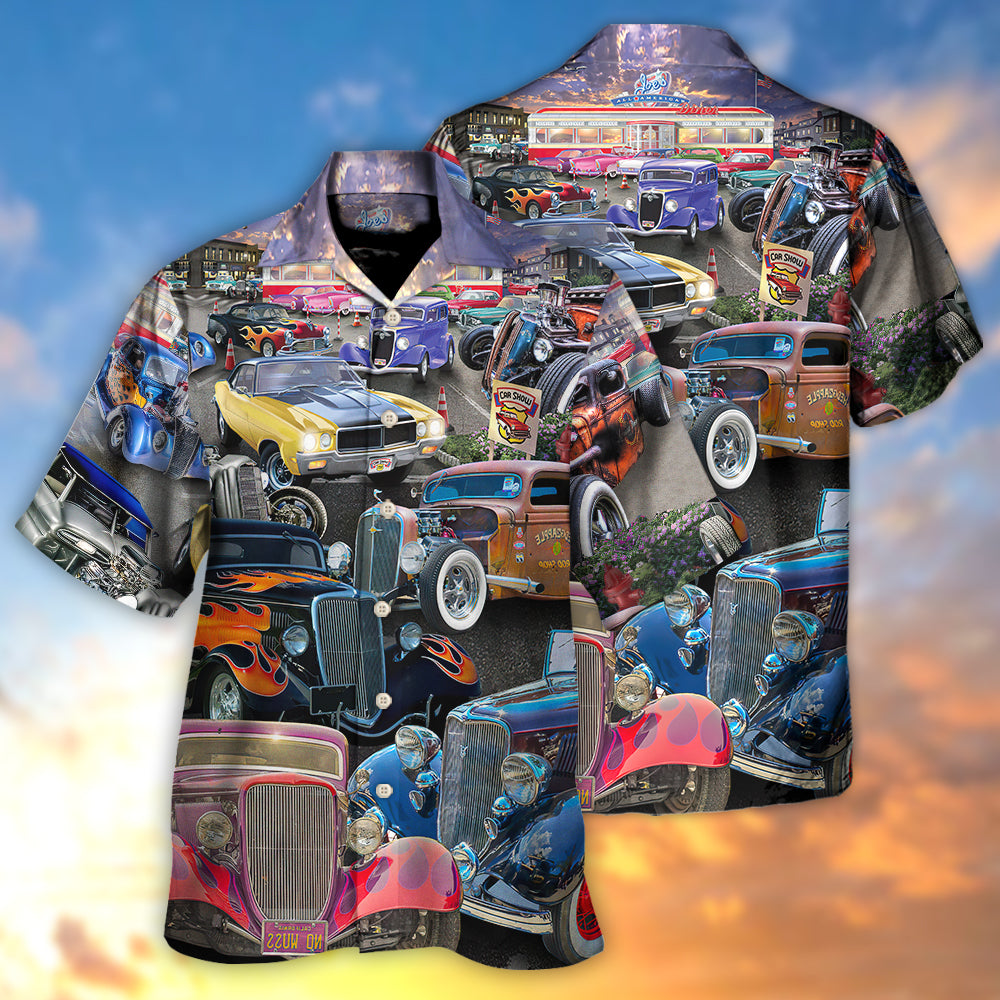 Car Hot Rod Diner Show Hawaiian Shirt For Poolside Relaxation And Sunny Getaways