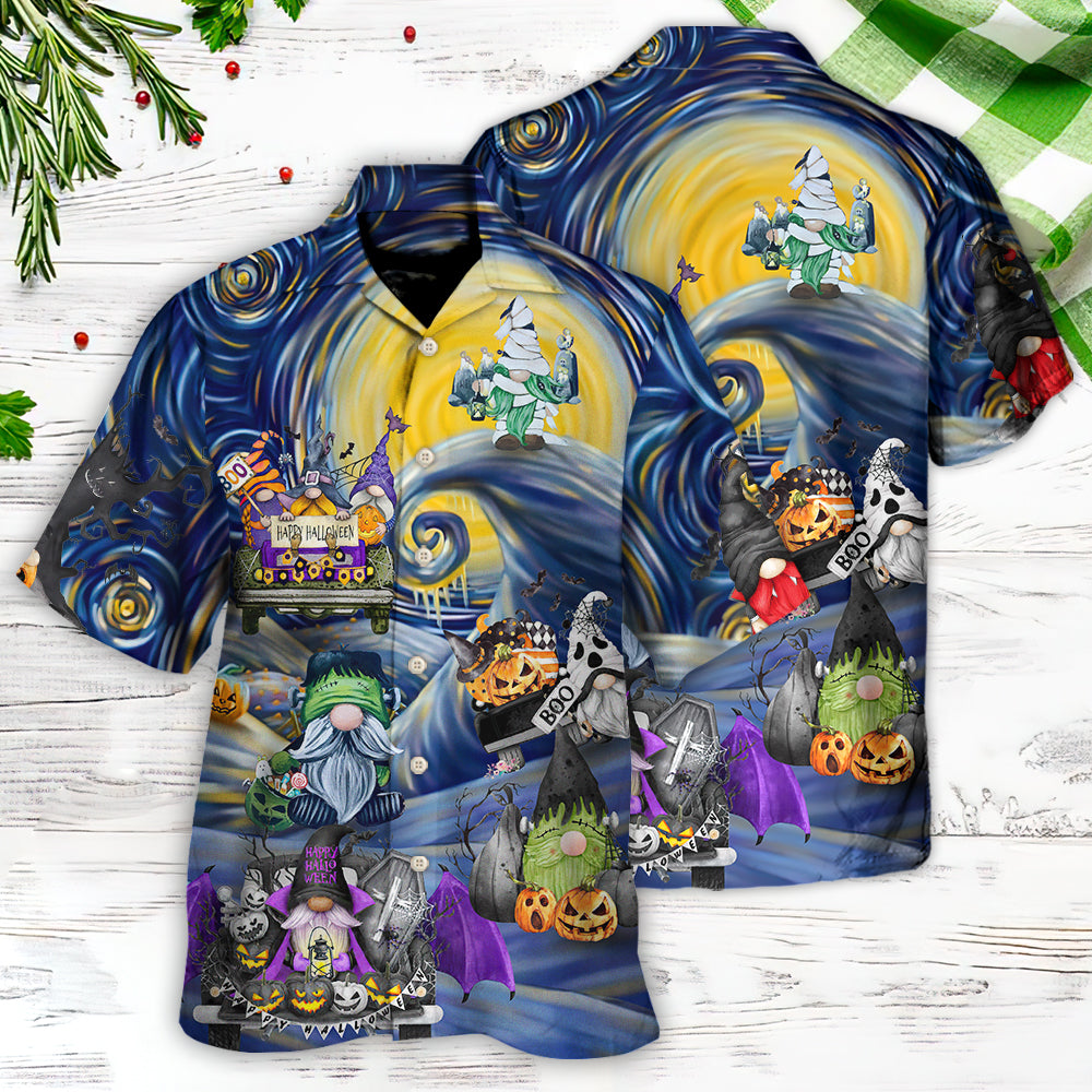 Spooky Gnome Halloween Haunted House Hawaiian Shirt For Summer Events And Casual Outdoor Wear