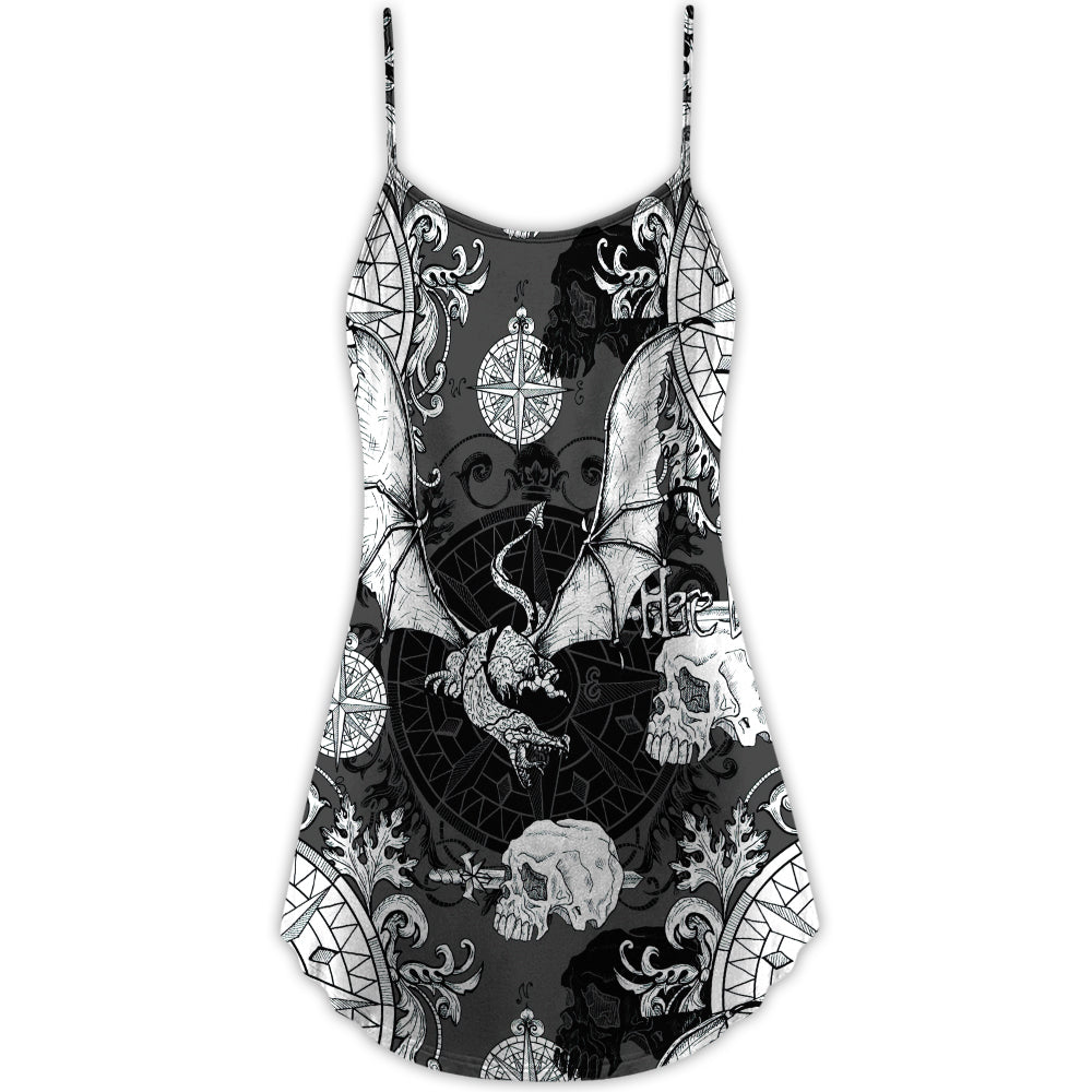 Dragon Fire Gothic Compass – Women's Summer Sleeveless V-Neck Camisole Dress