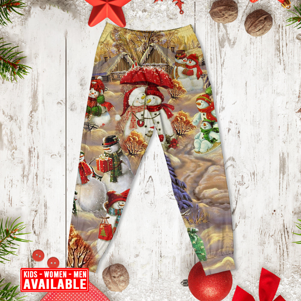 Snowman Couple Christmas Long Sleeve Pajamas Set For Festive Sleepovers And Family Photos