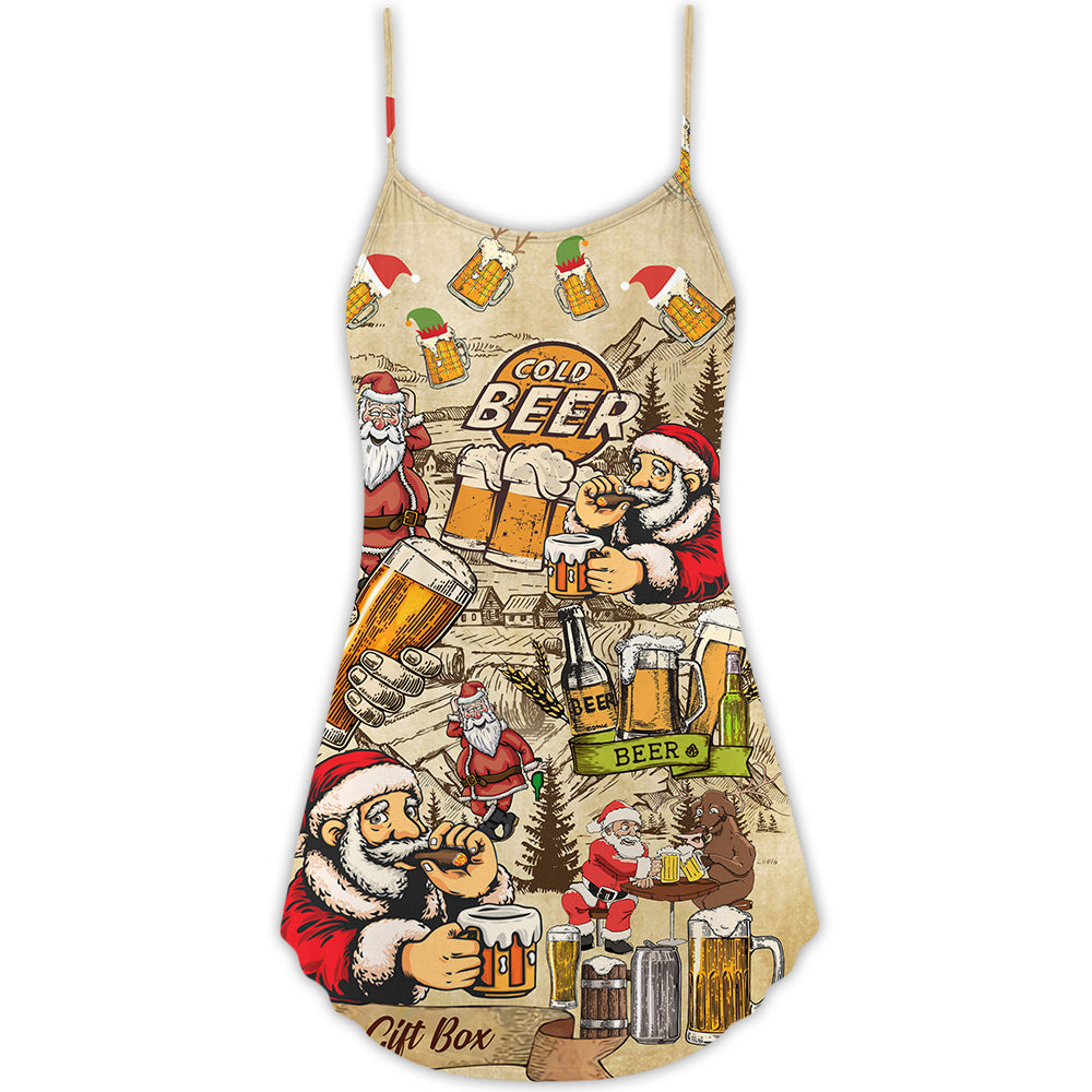 Christmas Merry Xmas Love Beer – Women's Summer Sleeveless V-Neck Camisole Dress