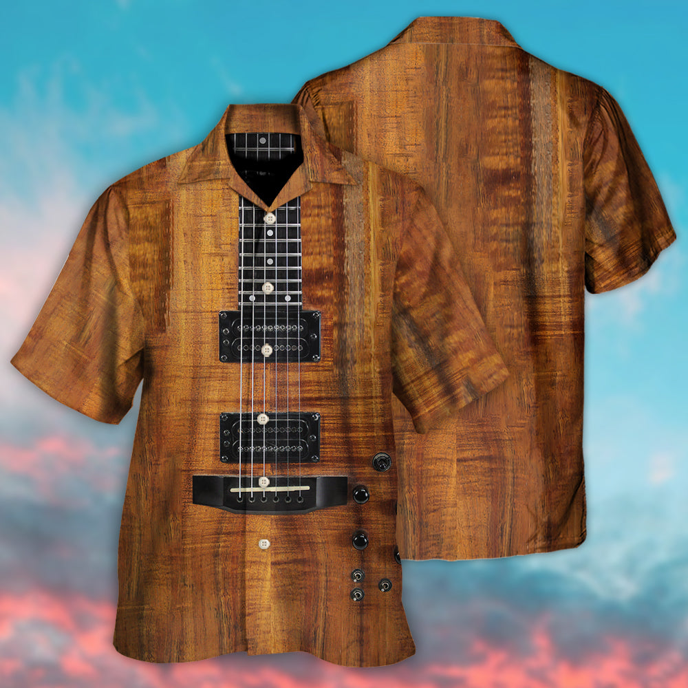 Electric Guitar Acoustic Hawaiian Shirt For Resort Getaways And Comfortable Summer Activities