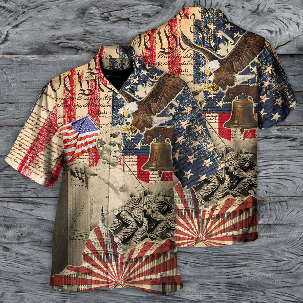 Veteran Creative Pattern Hawaiian Shirt Button Front Artwork For Coastal Travel