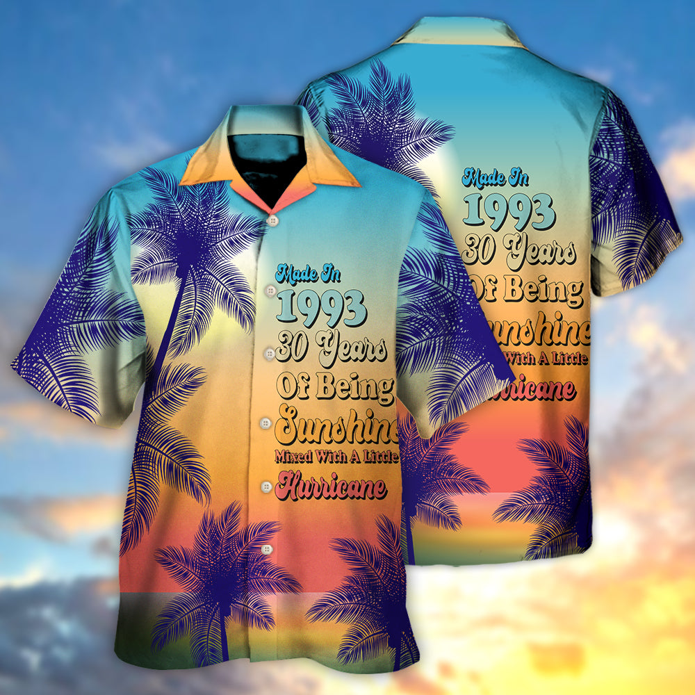 Sunshine Hurricane Birthday Hawaiian Shirt Design View For Casual Summer Styling