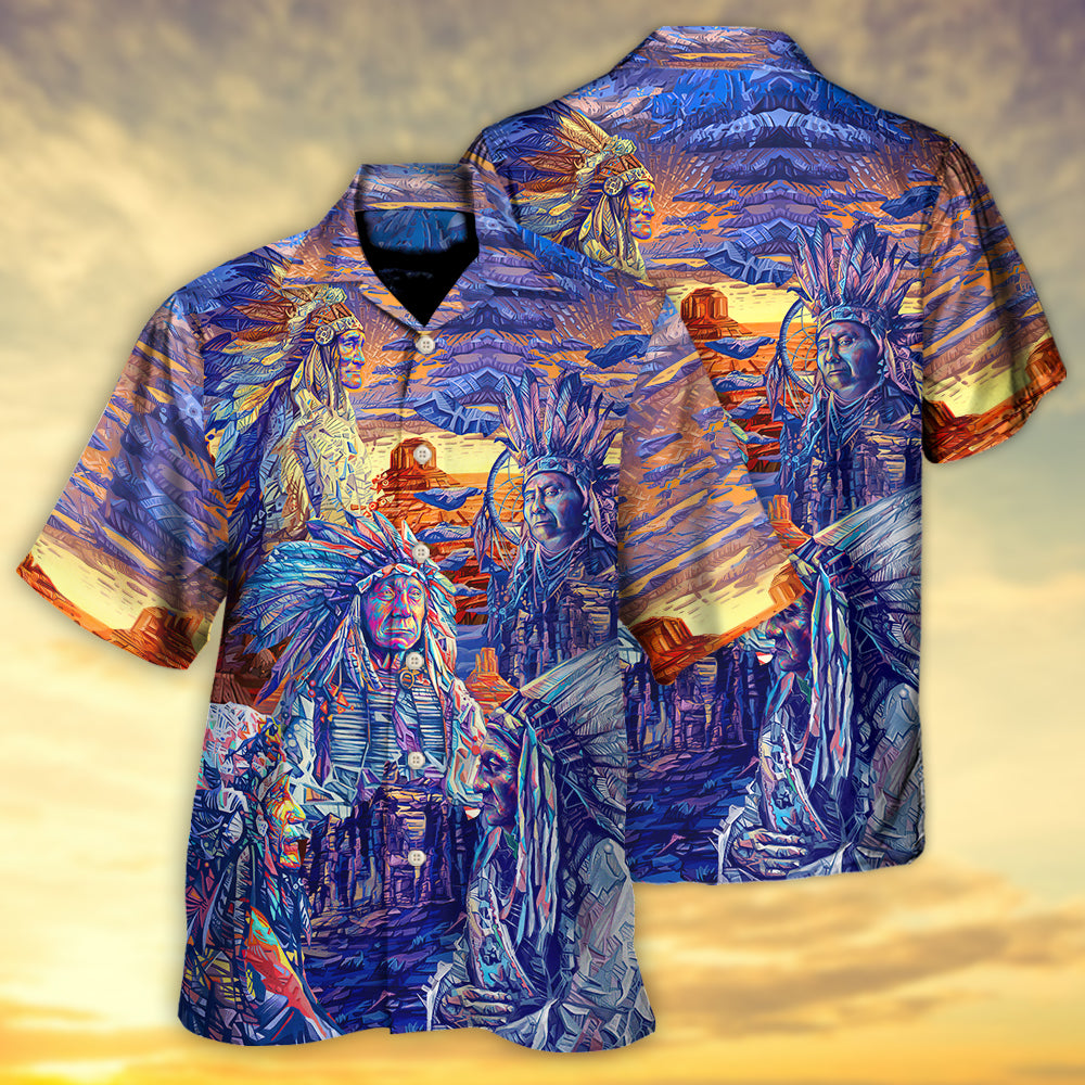 Bohemian American Chief Respect Nature Hawaiian Shirt Pattern Detail For Vacation Travel And Daily Wear