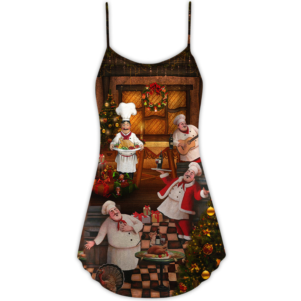 Christmas Food And Chef Theme – Women's Summer Sleeveless V-Neck Camisole Dress