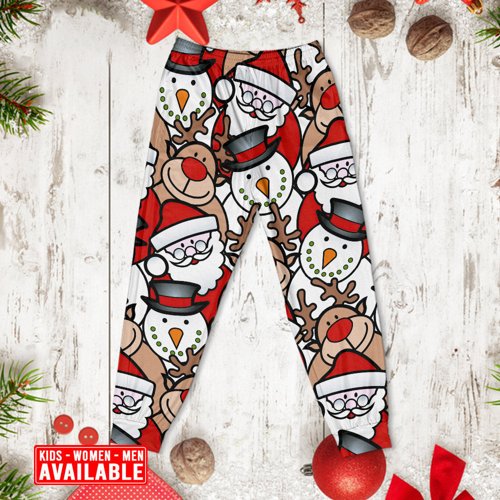 Cute Santa And Holiday Reindeer Long Sleeve Pajamas Set For Festive Sleepovers And Family Photos