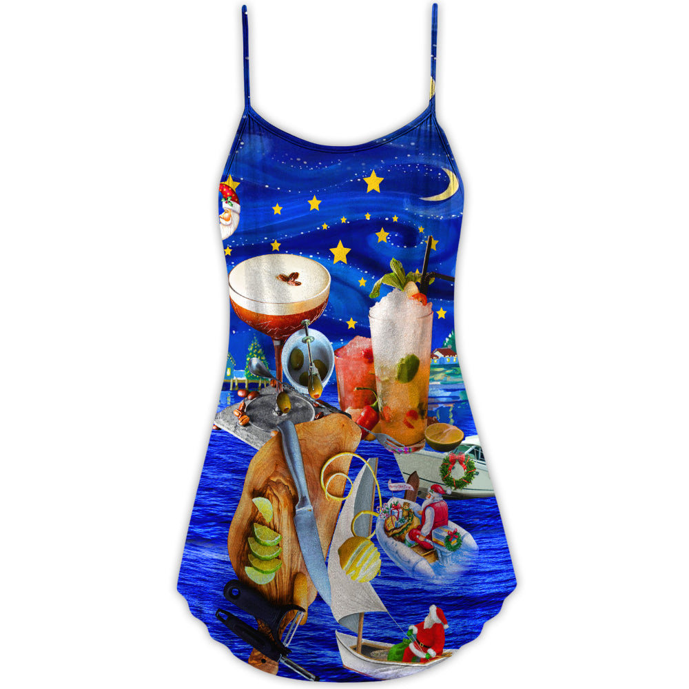Christmas Cocktail Happiness Party – Women's Summer Sleeveless V-Neck Camisole Dress
