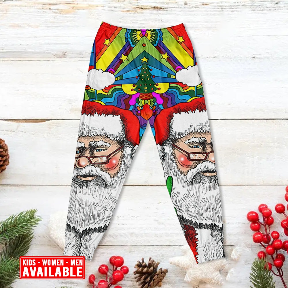Hippie Santa Christmas Long Sleeve Pajamas Set For Holiday Bedtime And Cozy Home Wear