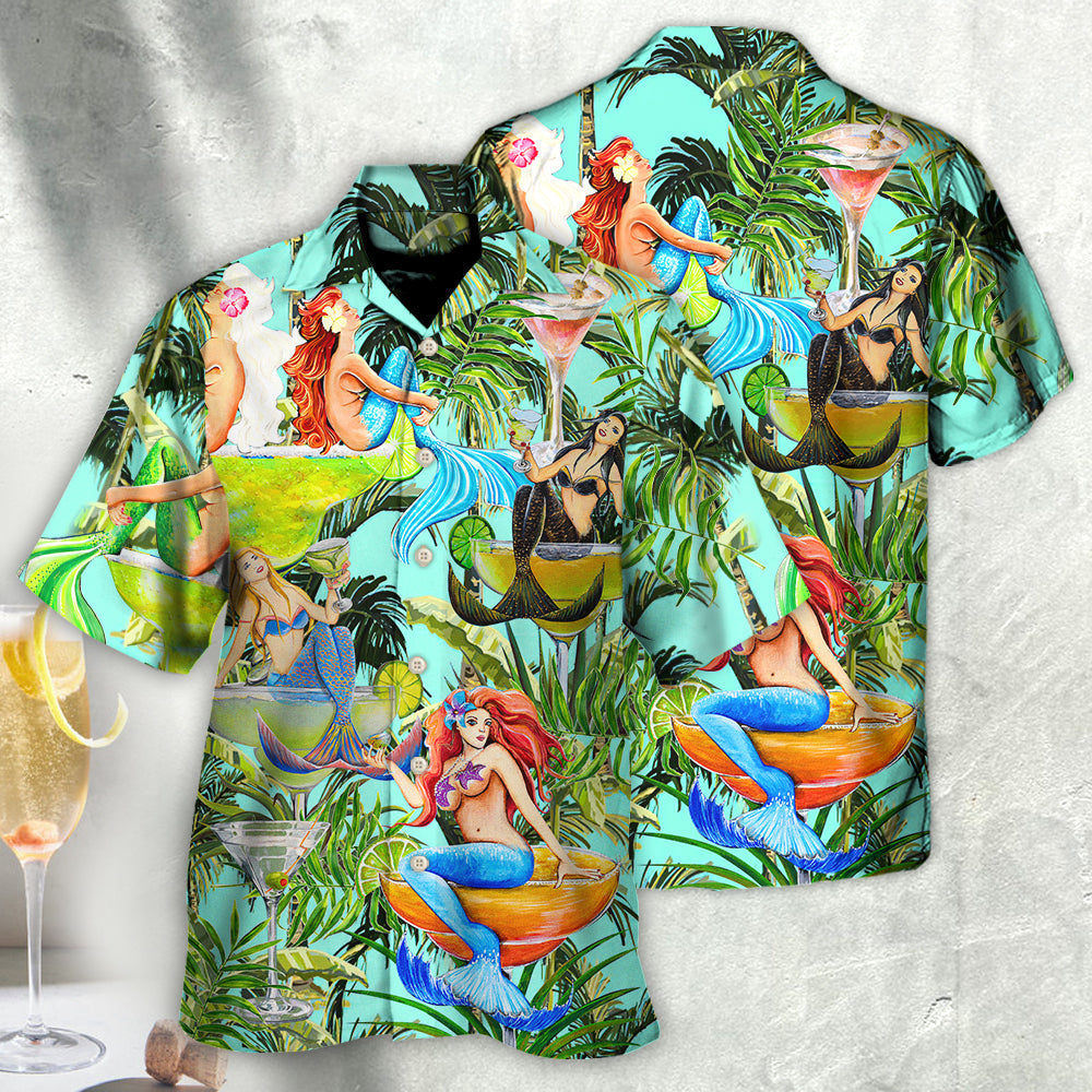 Tropical Cocktail Mermaid Fantasy Beautiful Hawaiian Shirt For Summer Events And Casual Outdoor Wear