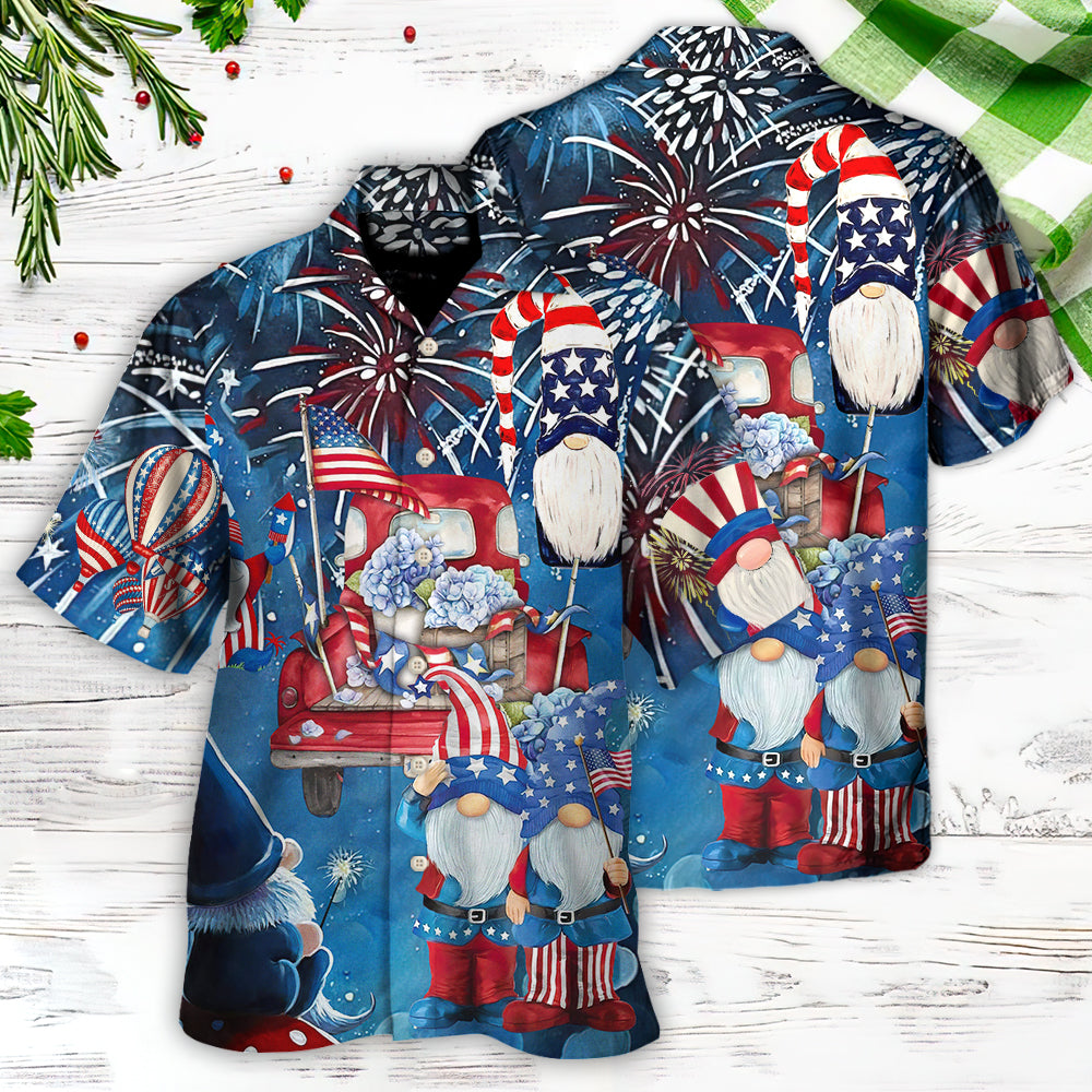 Cute Gnome July Hawaiian Shirt Creative Print View For Warm Weather Events