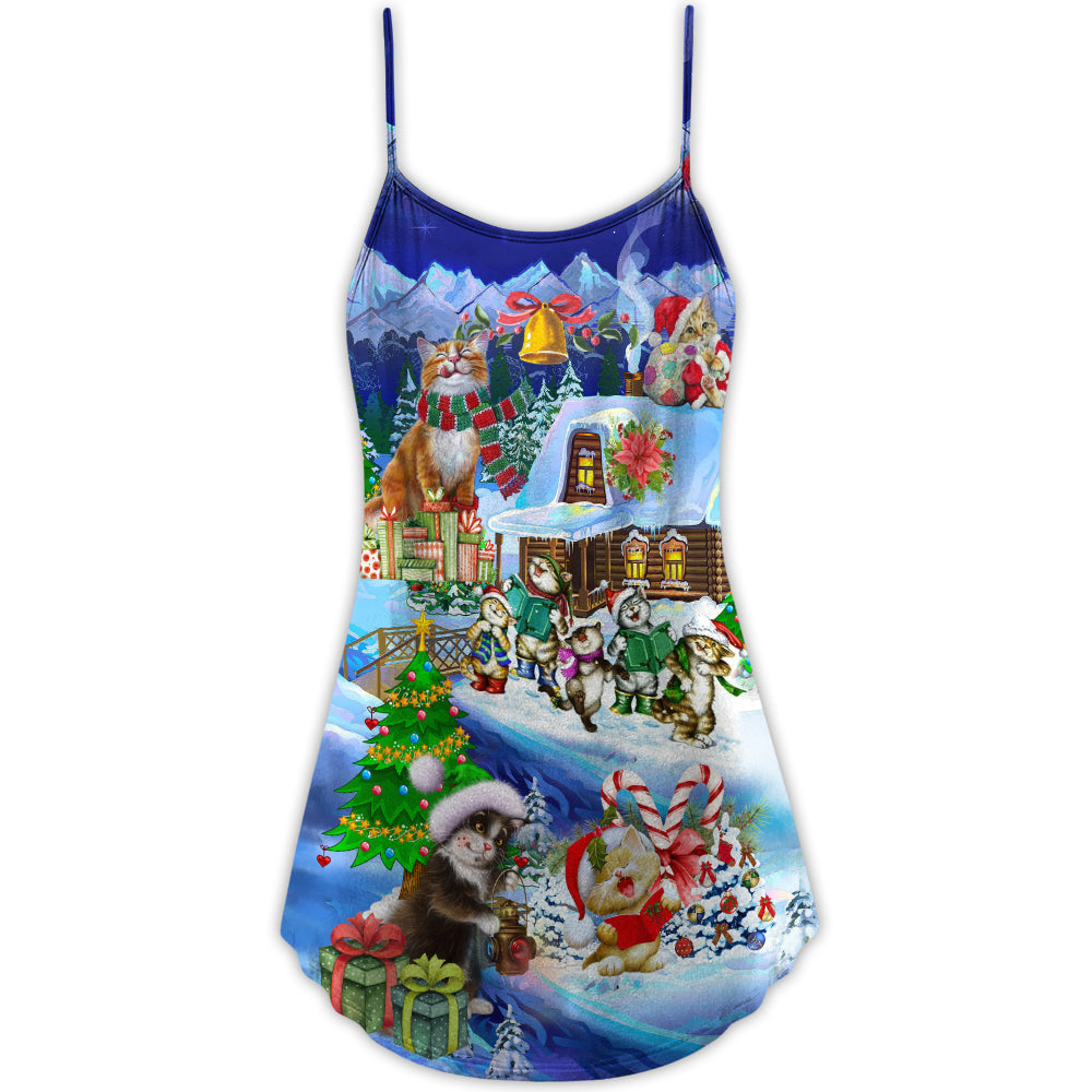 Christmas Cats Santa Love Gifts – Women's Summer Sleeveless V-Neck Camisole Dress