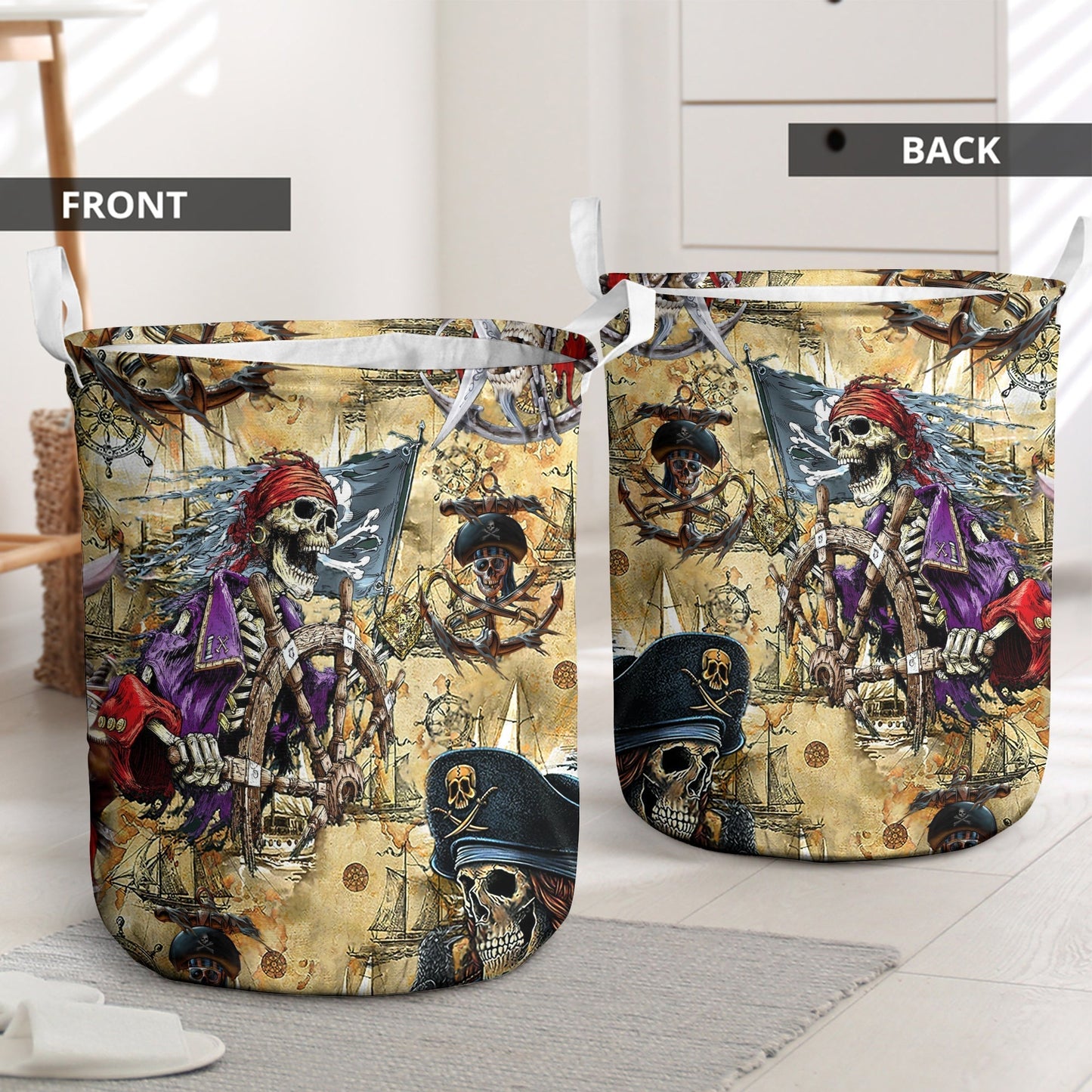 Skull Amazing Pirate Hunting Laundry Basket For Room Home Organizer