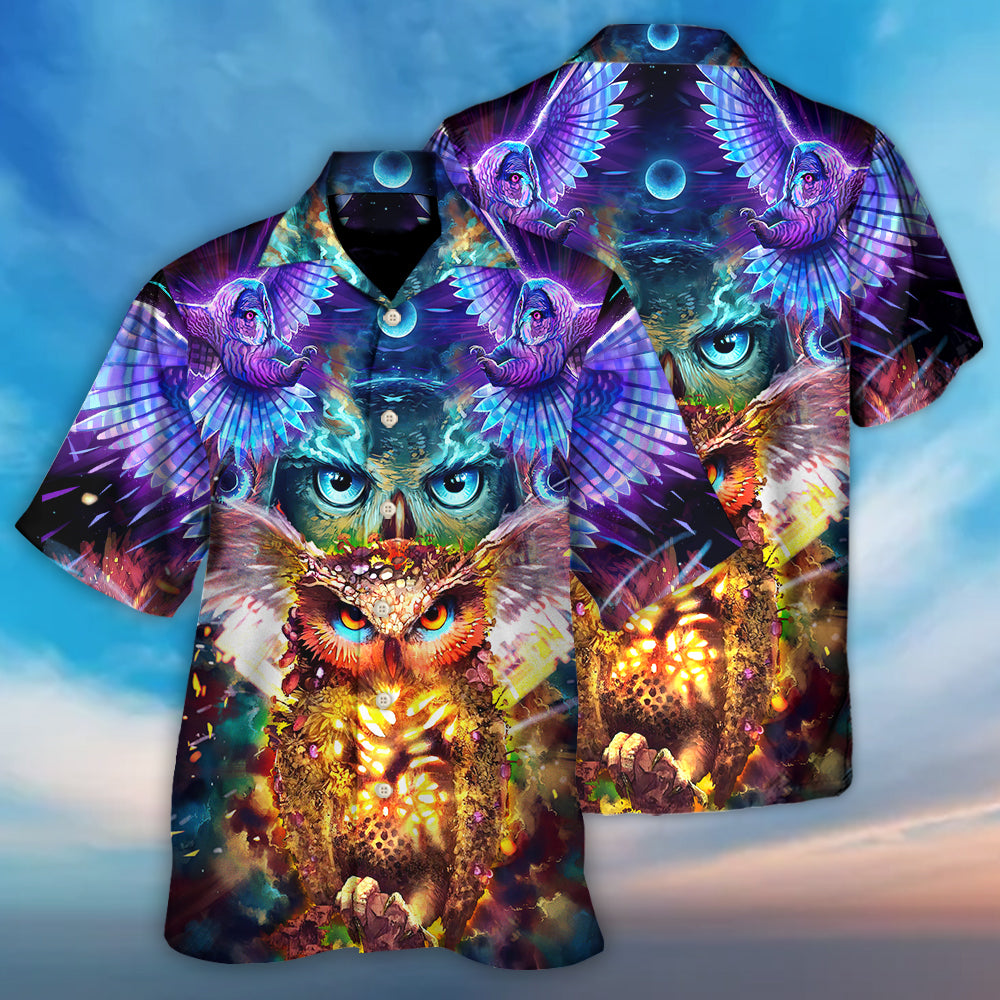 Owl Hawaiian Shirt Pattern Detail For Vacation Travel And Daily Wear