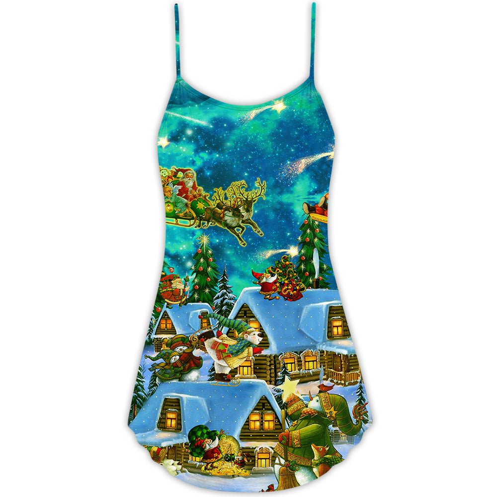 Christmas Magical Night – Women's Summer Sleeveless V-Neck Camisole Dress