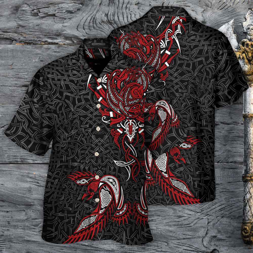 Norse Warrior War Raven Hawaiian Shirt For Summer Vacation And Beach Travel