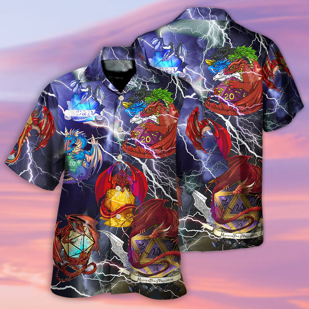 Dragon Tabletop Dice Thunder Hawaiian Shirt Artwork View For Coastal Escapes And Resort Style