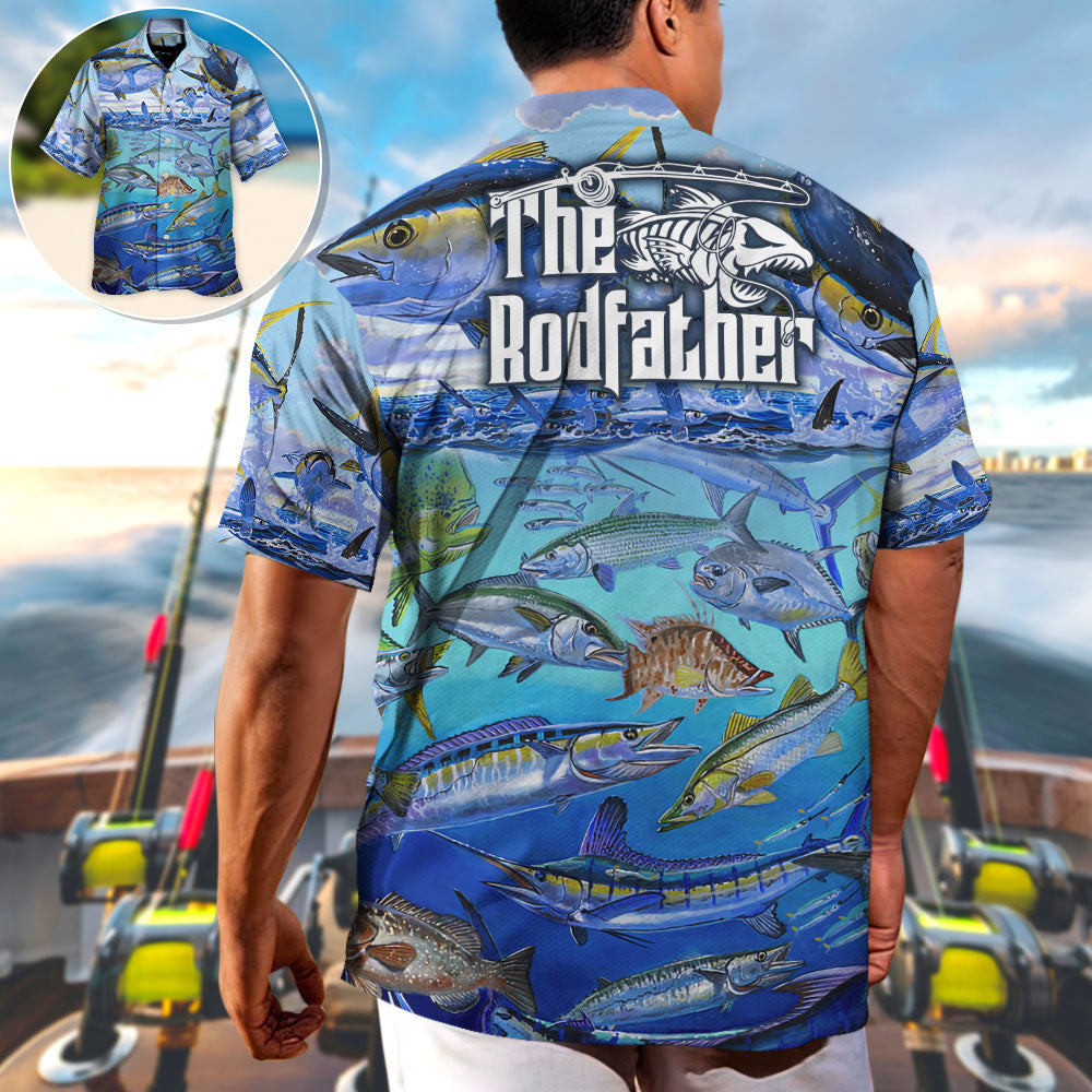 Coastal Fishing Activity Hawaiian Shirt For Summer Vacation, Beach Travel, And Casual Wear