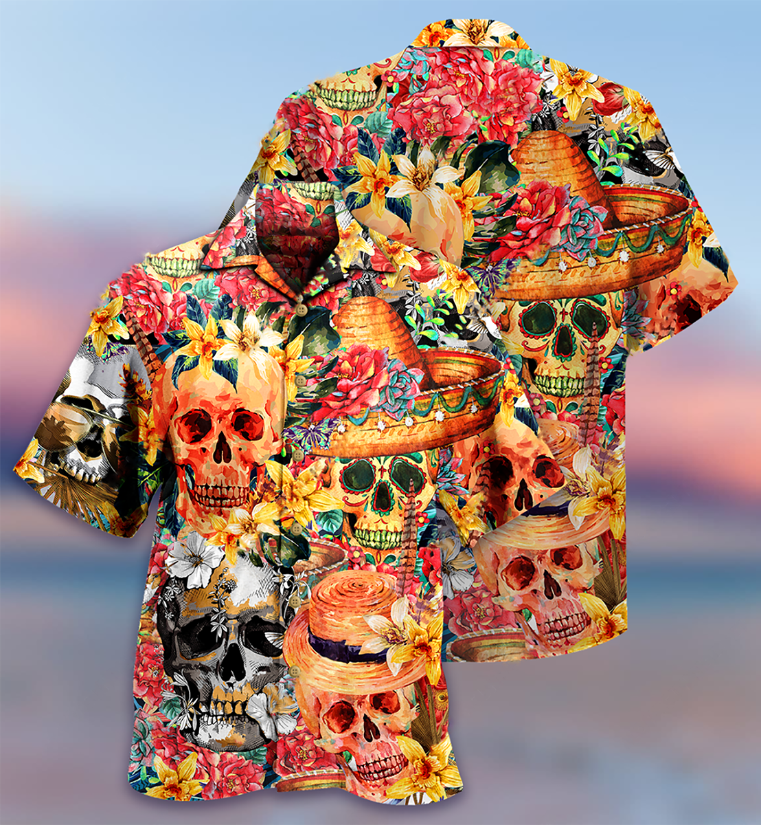 Floral Skull Beautiful Hawaiian Shirt Artwork View For Coastal Escapes And Resort Style