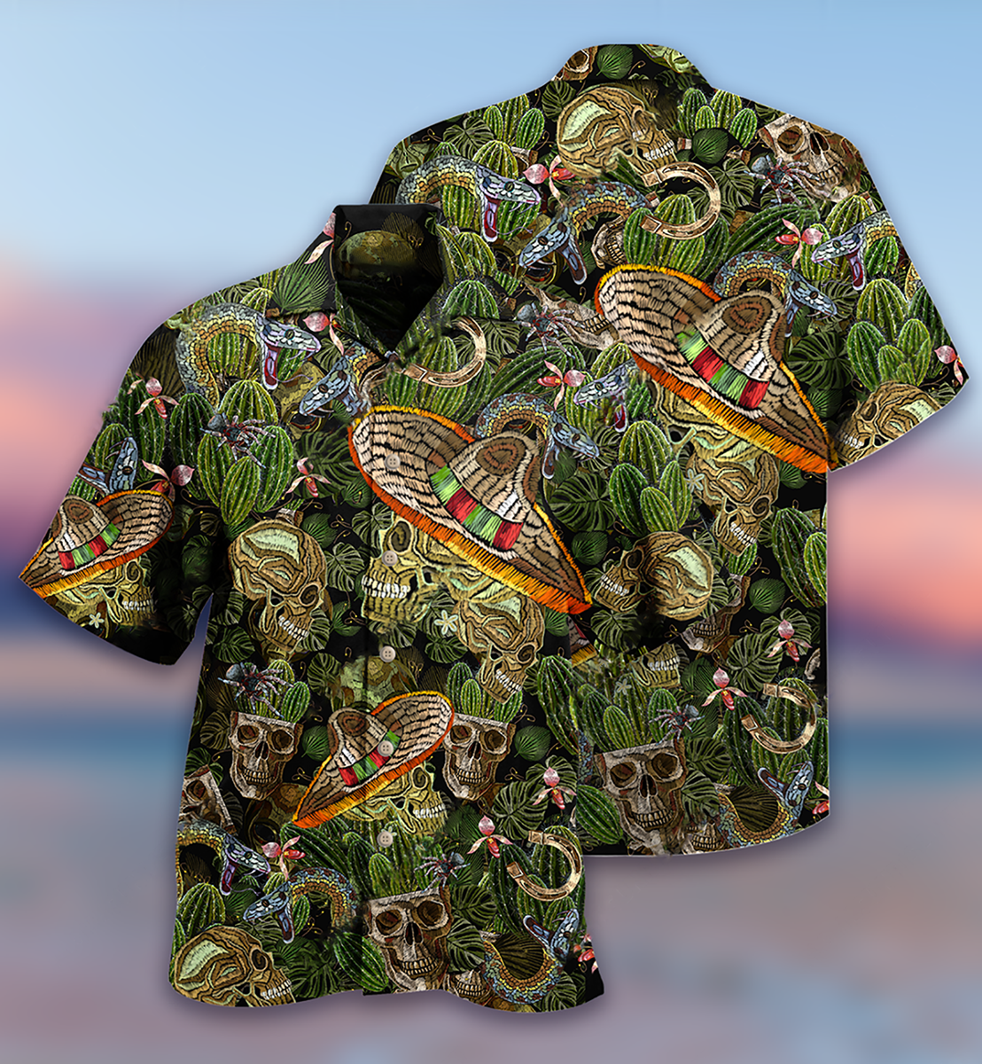 Skull Cactus Hawaiian Shirt For Vacation Days And Relaxed Coastal Outings
