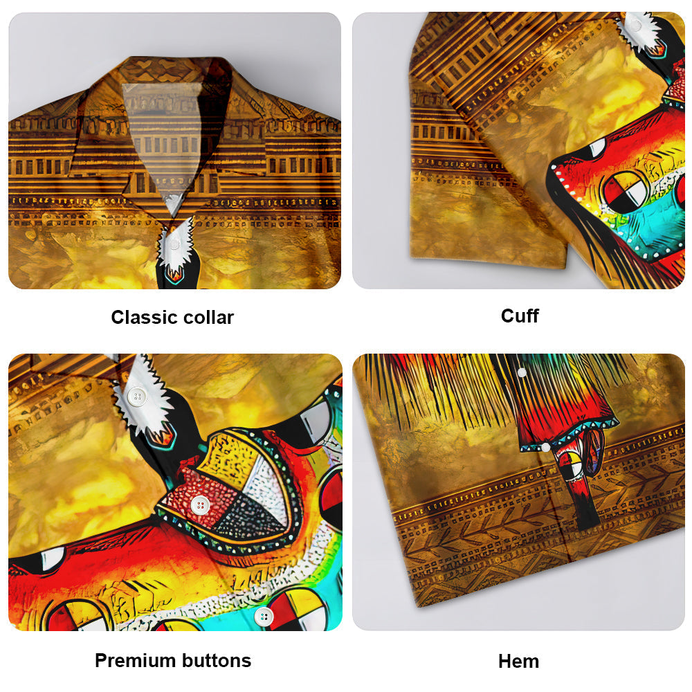 Bohemian Brown Peace Hawaiian Shirt For Beach Days And Outdoor Gatherings