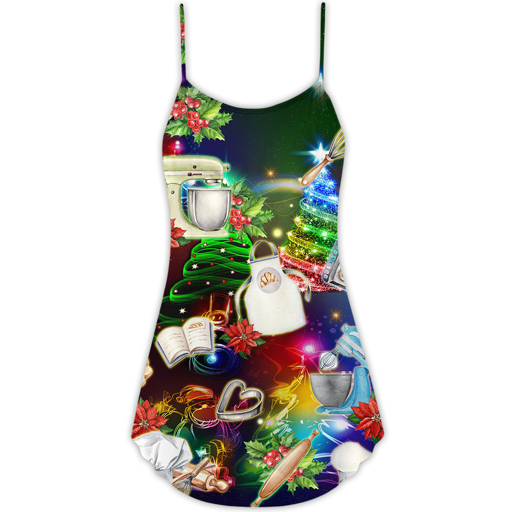 Christmas Baking Lover Holiday – Women's Summer Sleeveless V-Neck Camisole Dress