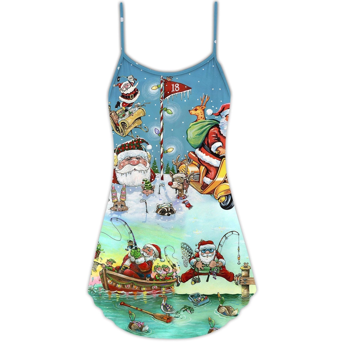 Christmas Cute Santa Happy Mood – Women's Summer Sleeveless V-Neck Camisole Dress