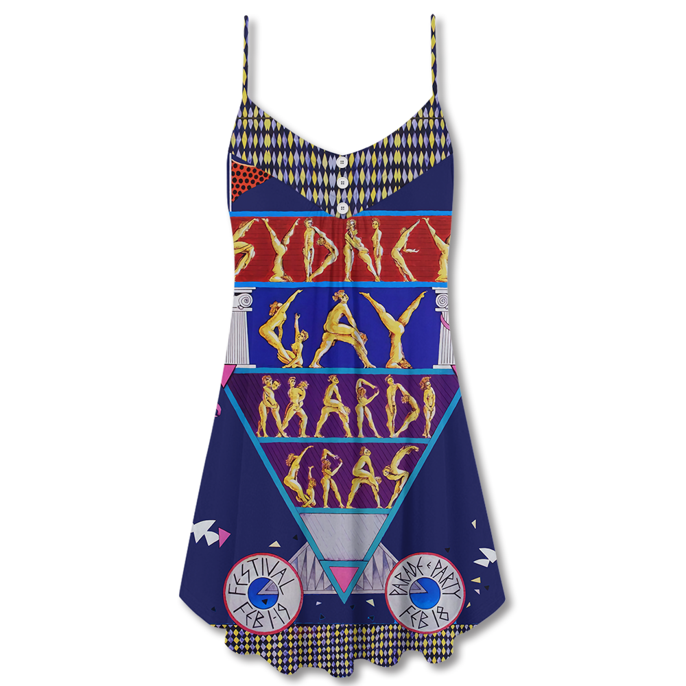Pride Festival Vibes V-Neck Sleeveless Cami Dress For Vacations And Casual Warm Weather Wear