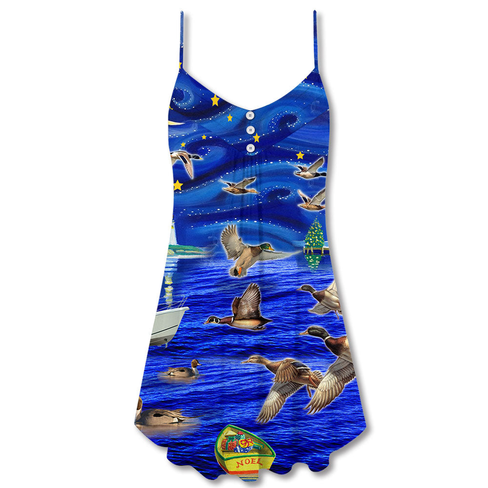 Hunting Christmas Night Stars – Women's Summer Sleeveless V-Neck Camisole Dress