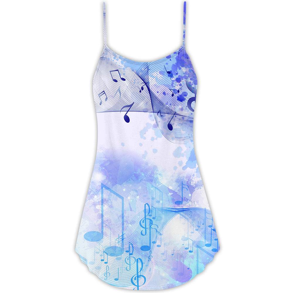 Music Watercolor Notes – Women's Summer Sleeveless V-Neck Camisole Dress