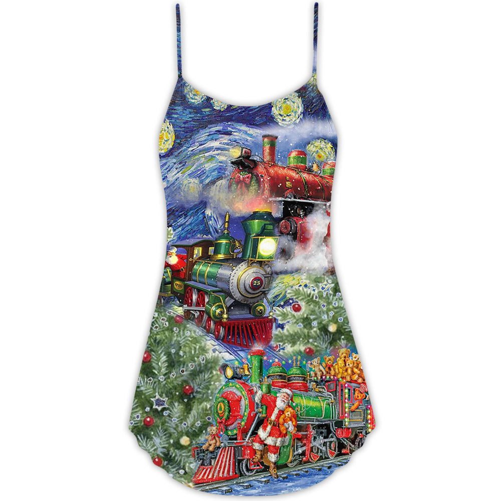 Christmas Gift Train At Wharf – Women's Summer Sleeveless V-Neck Camisole Dress