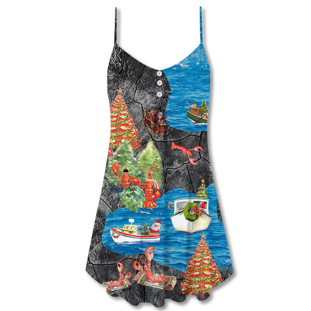 Christmas Lobster Love Holiday – Women's Summer Sleeveless V-Neck Camisole Dress