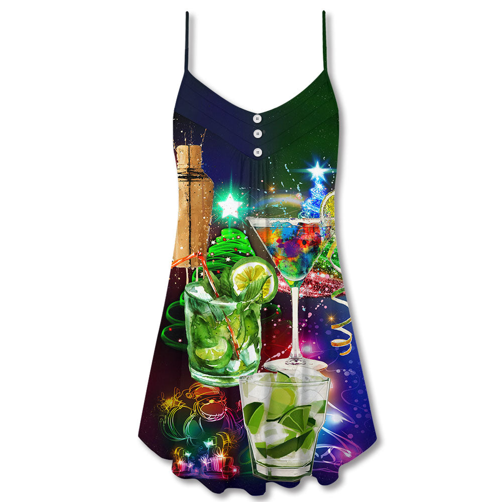 Cocktail Merry Christmas Party – Women's Summer Sleeveless V-Neck Camisole Dress