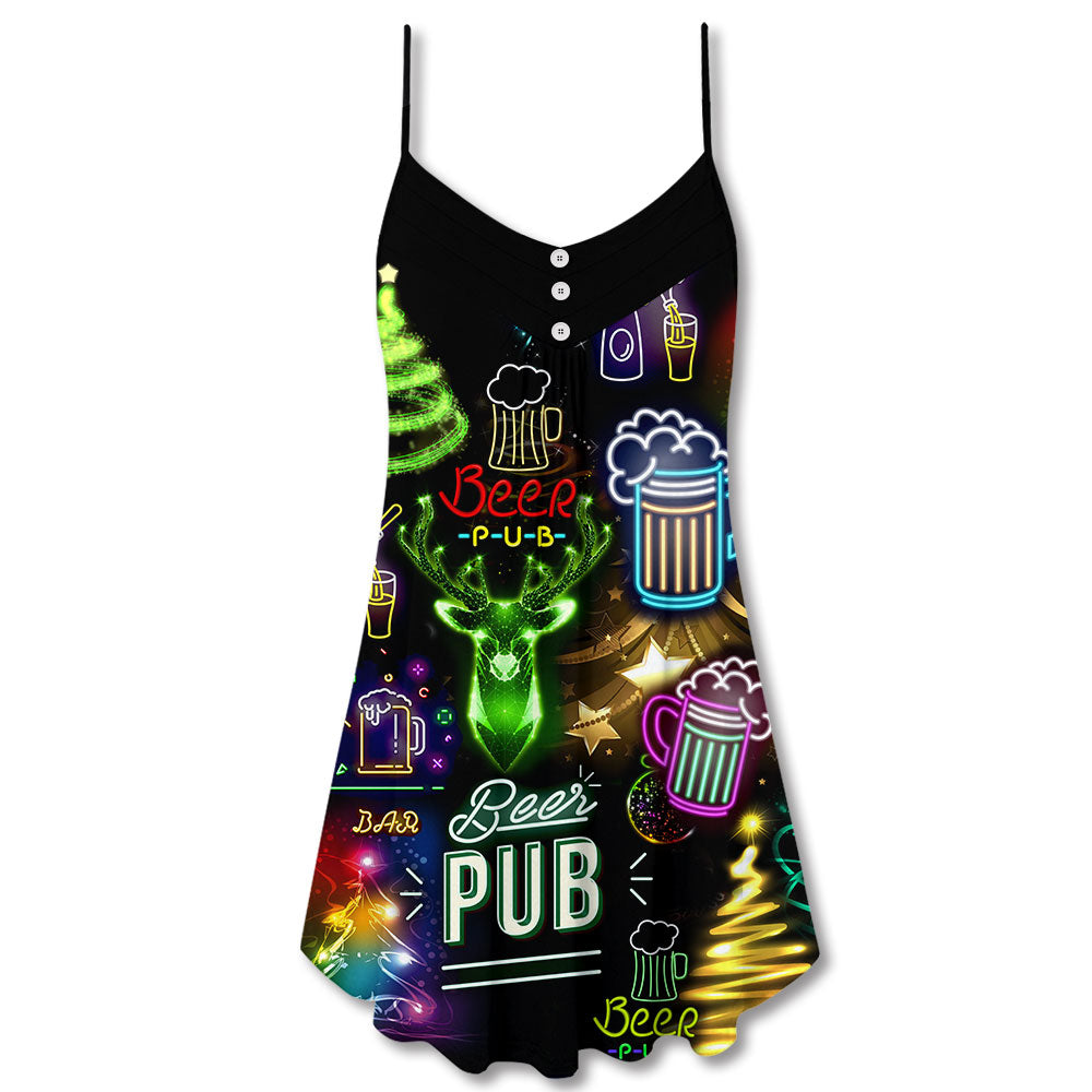 Christmas Party Neon Party V-Neck Sleeveless Cami Dress For Festivals Travel And Relaxed Casual Summer Wear