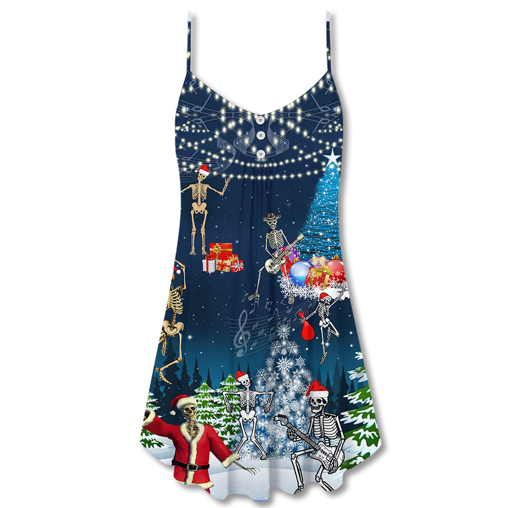 Christmas Skull X-Raymas Holiday – Women's Summer Sleeveless V-Neck Camisole Dress