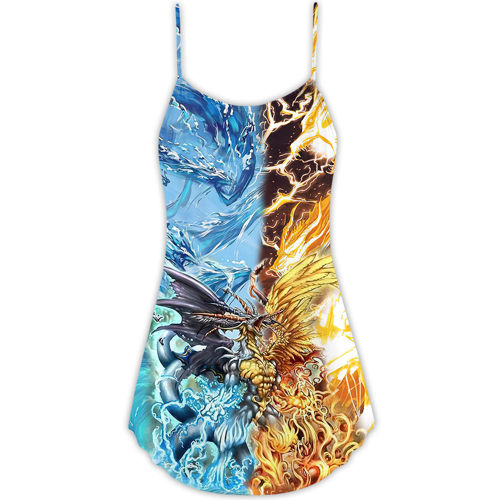 Dragon Immortal Life Fantasy – Women's Summer Sleeveless V-Neck Camisole Dress