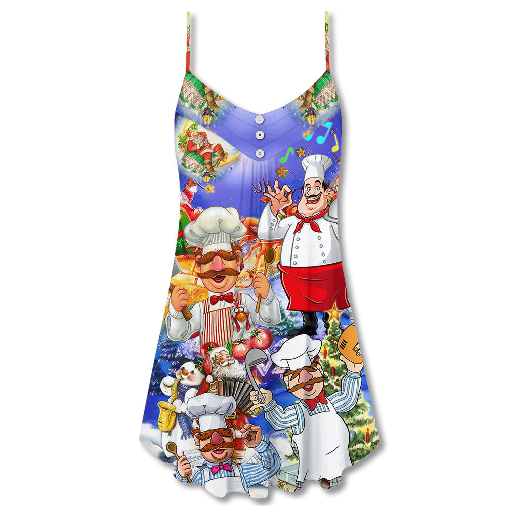 Funny Chef Food Quote Christmas – Women's Summer Sleeveless V-Neck Camisole Dress