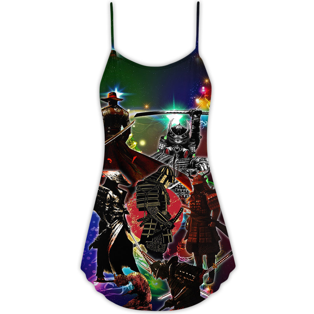 Samurai Courage Life Christmas – Women's Summer Sleeveless V-Neck Camisole Dress