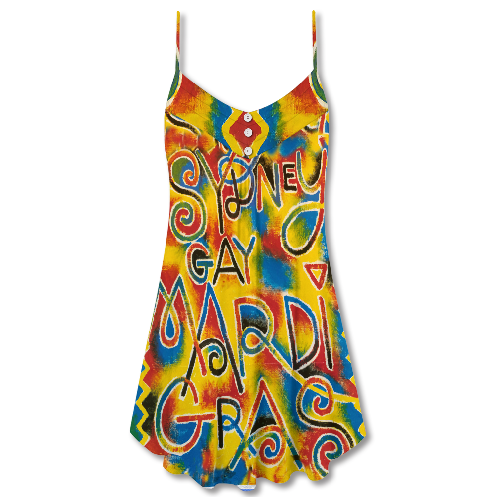 Colorful Pride Celebration Art V-Neck Sleeveless Cami Dress For Festivals Travel And Relaxed Casual Summer Wear