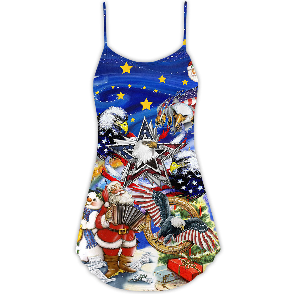 Christmas Friendly Santa With Animals – Women's Summer Sleeveless V-Neck Camisole Dress