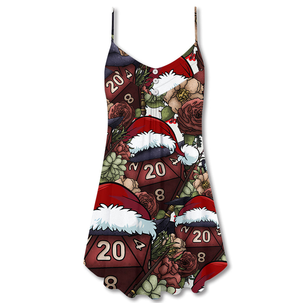 D20 Witch Dice Christmas Vibe V-Neck Sleeveless Cami Dress For Festivals Travel And Relaxed Casual Summer Wear