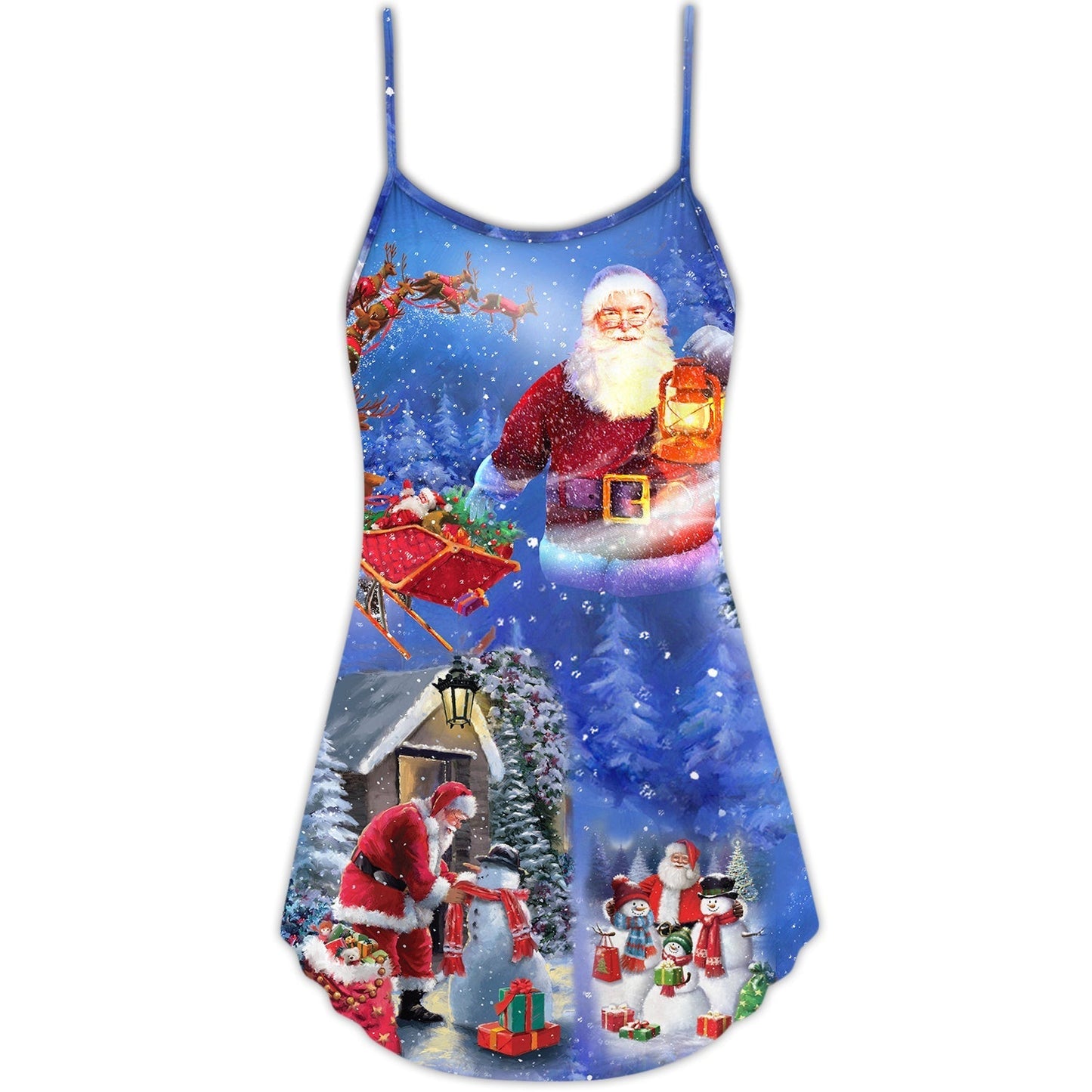 Christmas Santa Is Coming To Town – Women's Summer Sleeveless V-Neck Camisole Dress