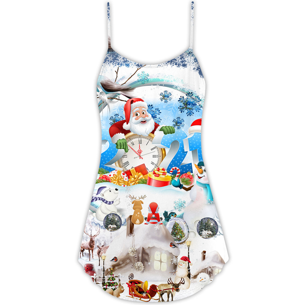 Christmas Sparkling New Year – Women's Summer Sleeveless V-Neck Camisole Dress