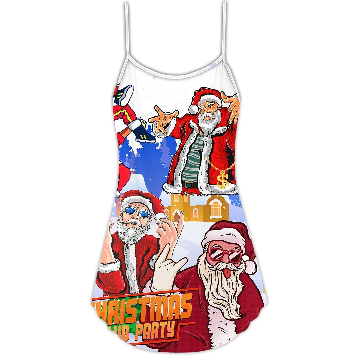Christmas Santa Dancing Star – Women's Summer Sleeveless V-Neck Camisole Dress