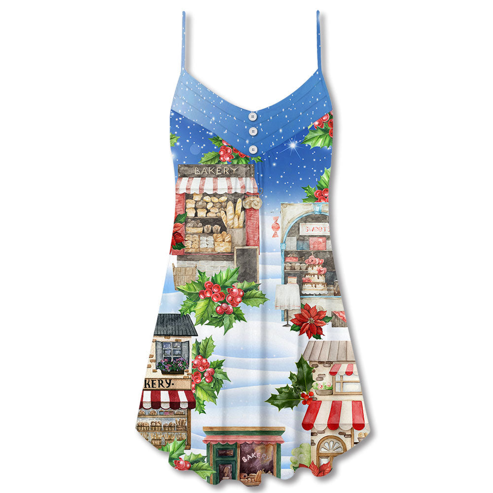 Christmas Baking Snowy Holiday – Women's Summer Sleeveless V-Neck Camisole Dress