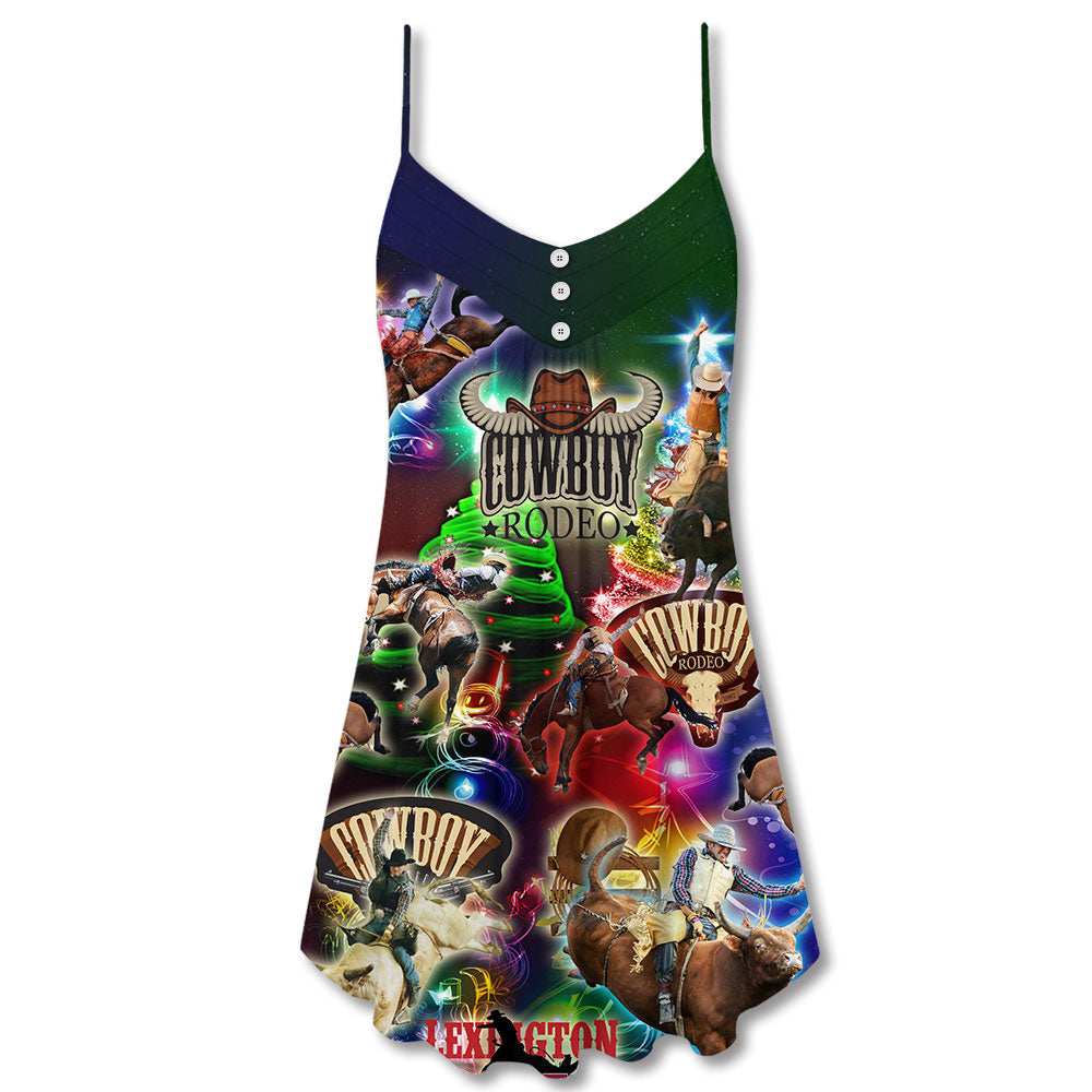 Cowboy Rodeo Merry Christmas – Women's Summer Sleeveless V-Neck Camisole Dress
