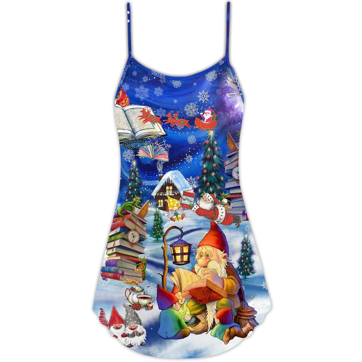Christmas Reading Books Happy Holiday – Women's Summer Sleeveless V-Neck Camisole Dress