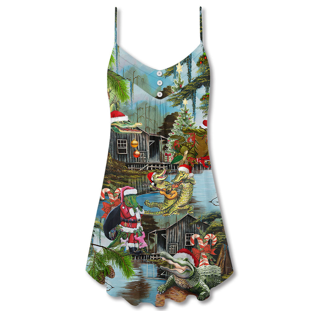 Christmas See You Later Alligator – Women's Summer Sleeveless V-Neck Camisole Dress