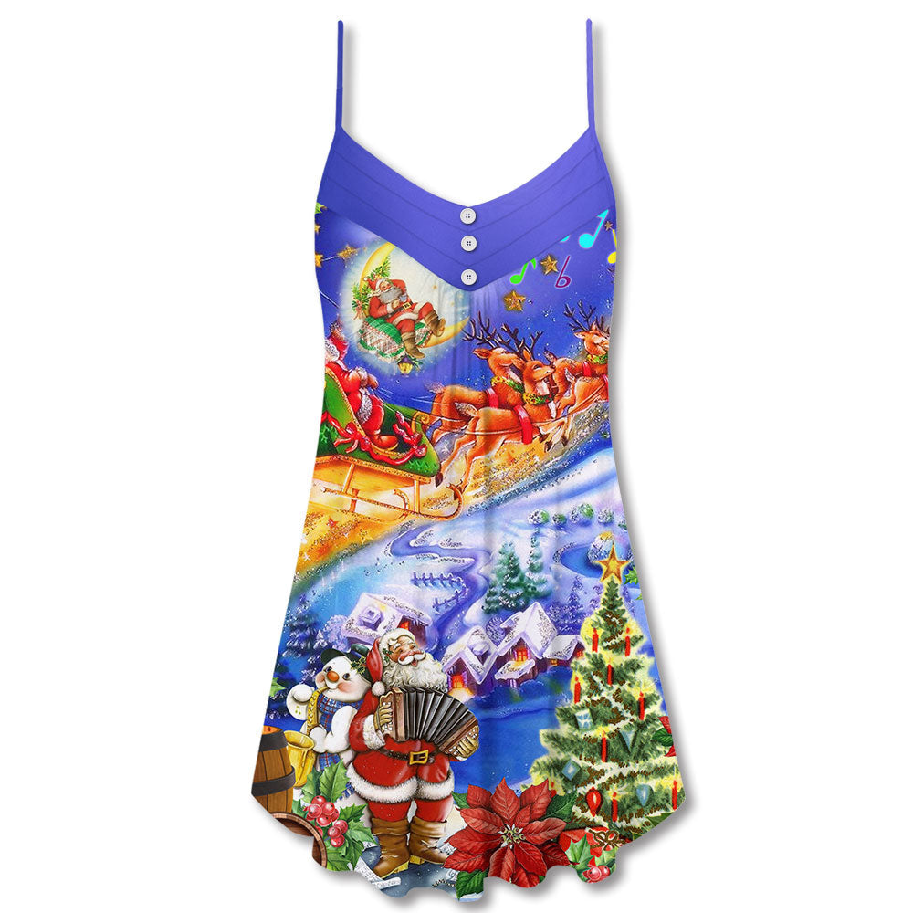 Christmas Santa Merry Snow – Women's Summer Sleeveless V-Neck Camisole Dress