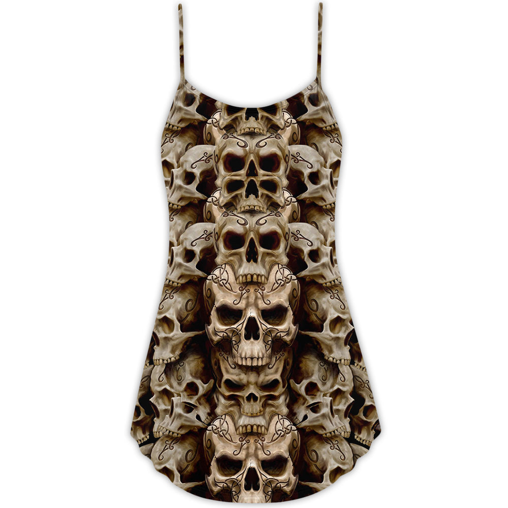 Skull Dark Inside Quote – Women's Summer Sleeveless V-Neck Camisole Dress